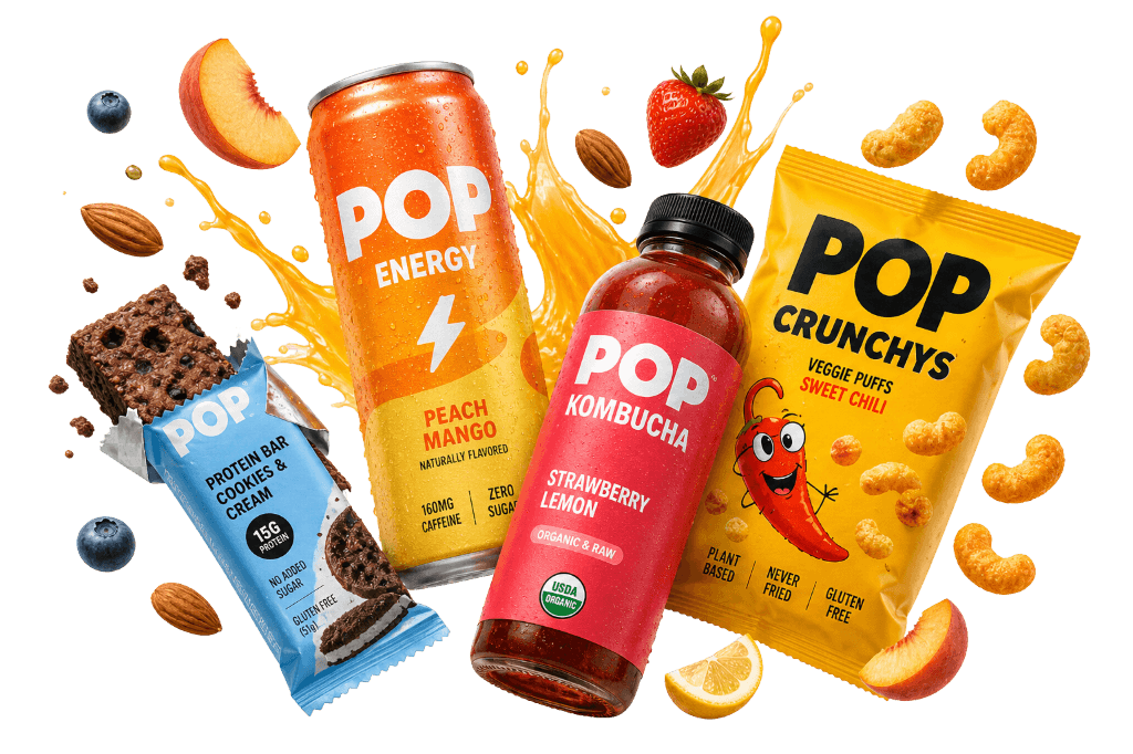 Energetyczne przekąski i napoje POP